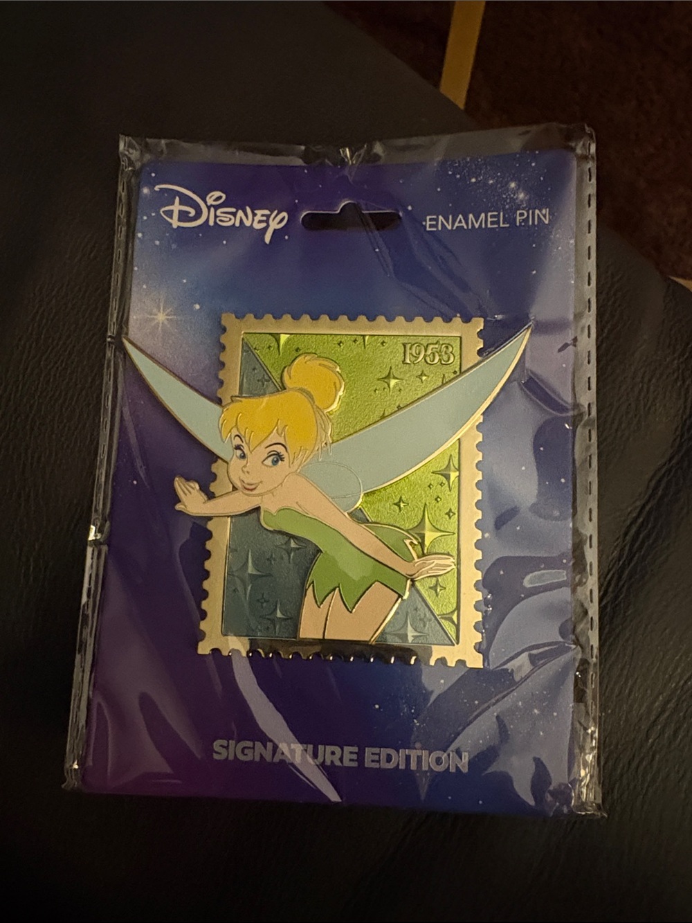 Disney Tinker Bell Enamel Pin – Green Outfit with Light Blue Wings